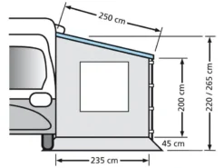 Eurotrail Zijwand Cassetteluifel Zonder Raam 220 -Kampeeruitrusting 14 1 eurotrail zijwand camperluifel fiamma omnistore 220 etct0018 220